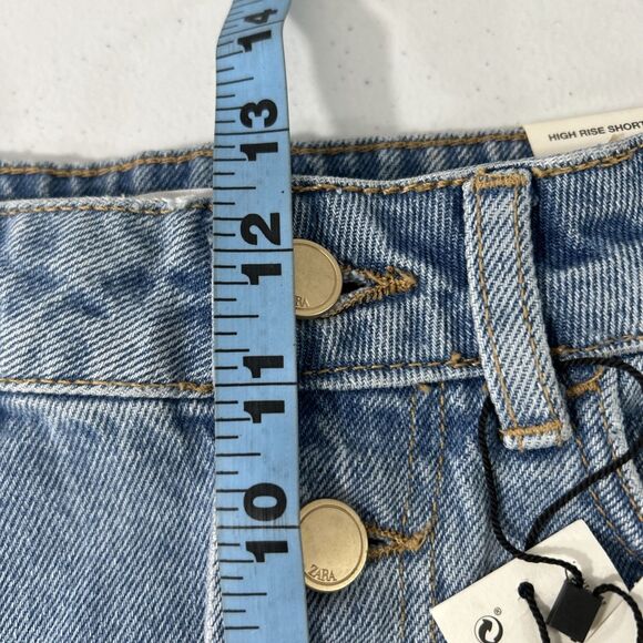 Zara Jean Shorts Womens 2 Blue High Rise Distressed Button Fly American Girlcore - Picture 6 of 7